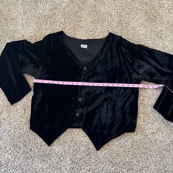 CP Shades Vintage San Francisco Velour Black Cardigan Sweater size Large - Picture 10 of 12